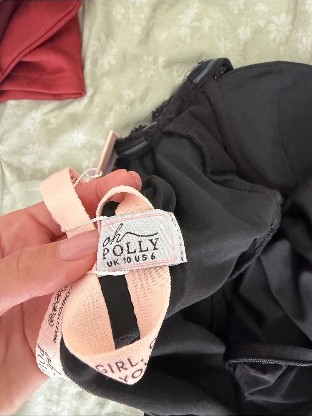 Oh Polly Black Sheer-Sleeve Sweetheart Mini Dress - Picture 5 of 5